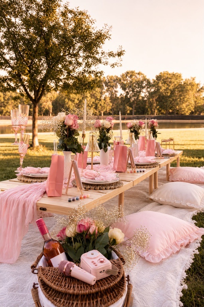 Paint & picnic long tablescape